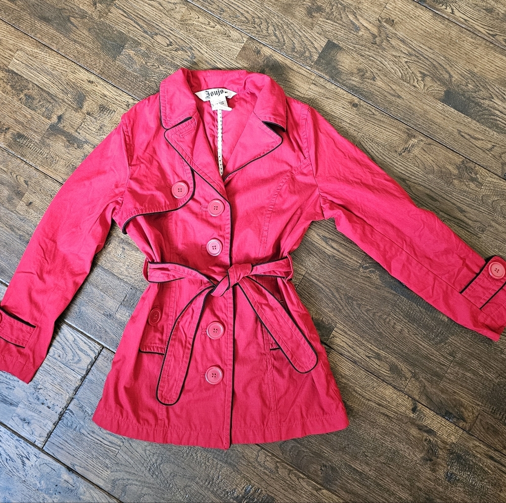 JOU JOU GIRLS RED TRENCH COAT SIZE MED, Early 2000's